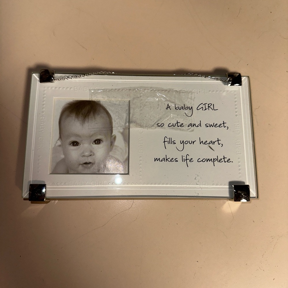 Nordstrom Baby Girl Photo Frame with Chain to Hang or Self Stand in back NWT